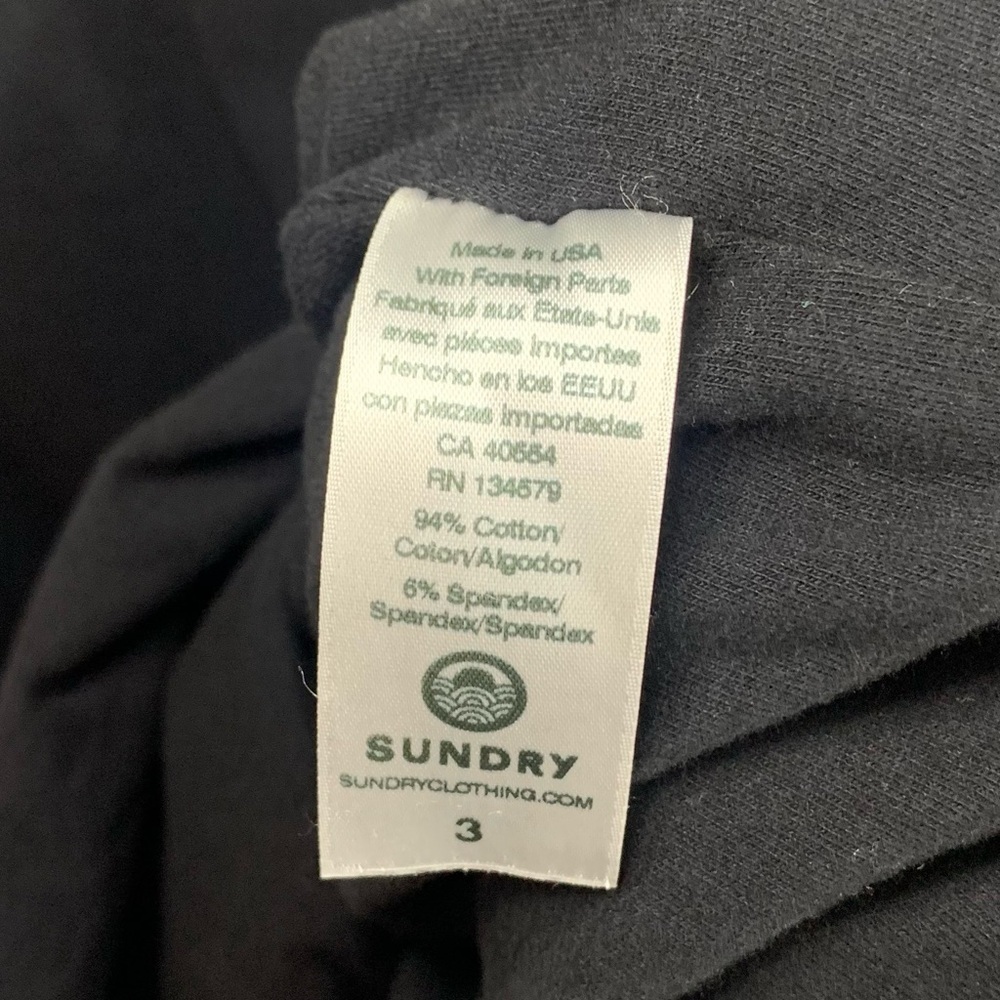 Sundry Black Ruched V Neck Long Sleeve Dress, size 3 - Picture 8 of 12